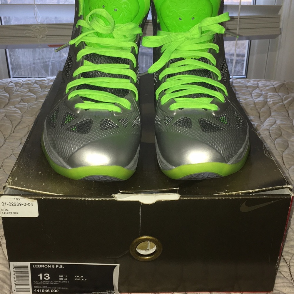 LeBron James 8 Dunkman Green Silver Size 13
